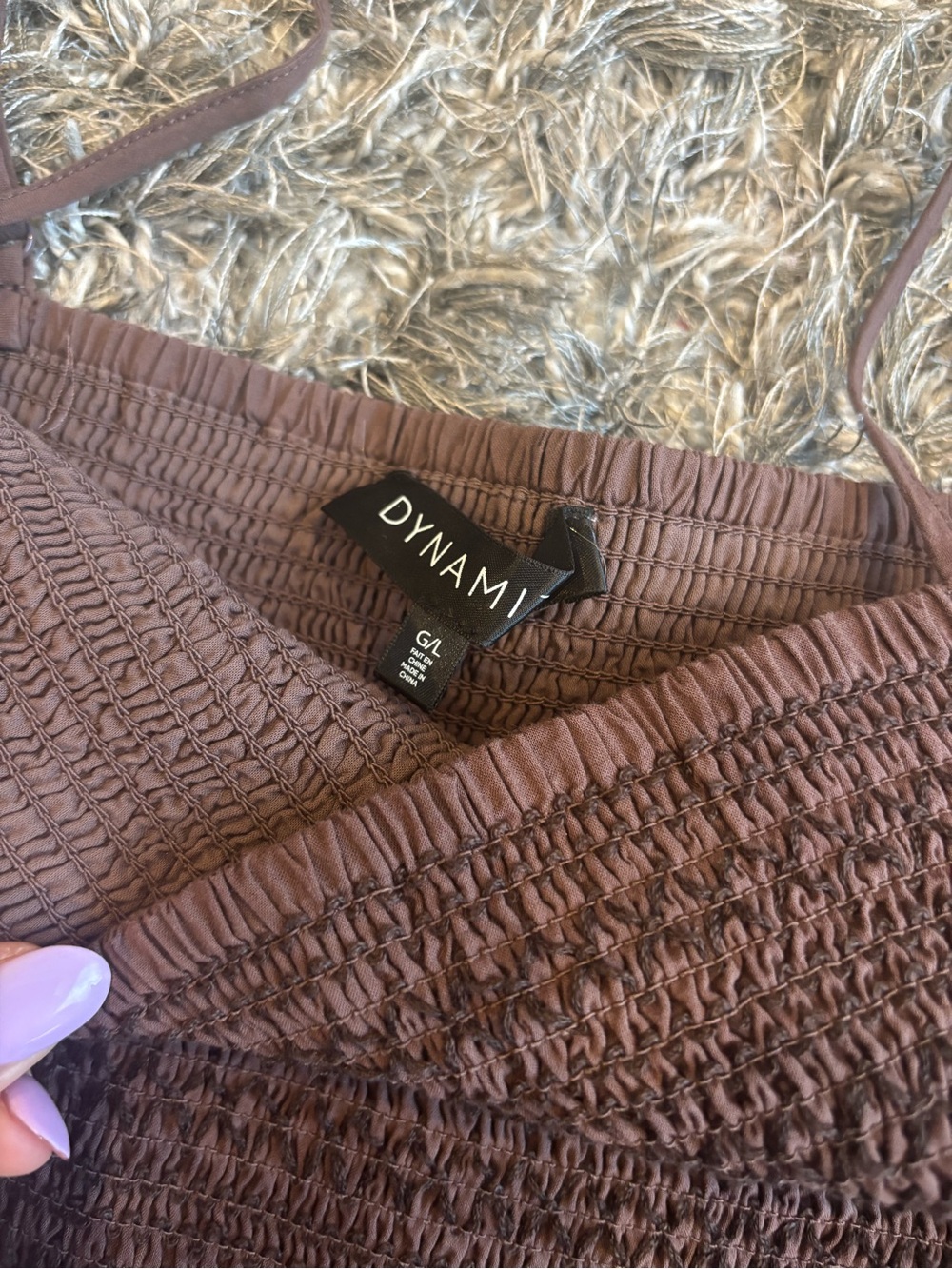 Dynamite Chocolate Brown Smocked Tiered Mini Dress - Picture 3 of 4